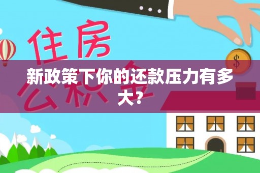 褒忠新政策下你的还款压力有多大？